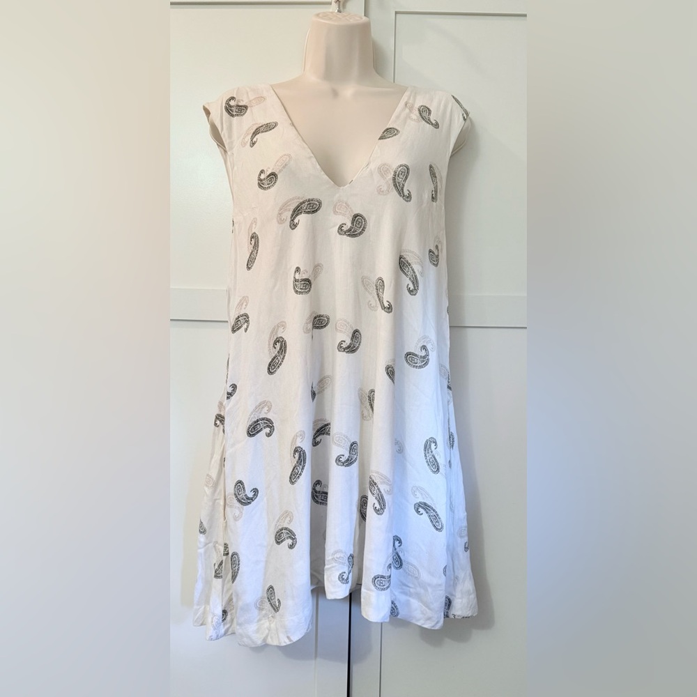 Free People Jagger Printed Mini Dress Ivory  Paisley Women’s Size Small
